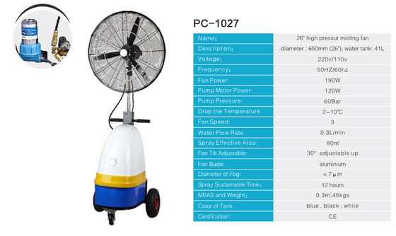 POWERJET 26'' high pressure mist fan PC-1027 Axial pump 0.3L/min 60Bar