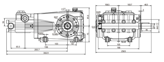 FLOWMONSTER DSP-N High Pressure Triplex Plunger Pump 12-51LPM 150-600Bar/2175-8700Psi