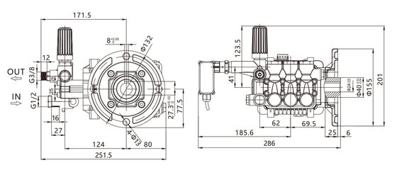 FLOWMONSTER KBM-F6 Triplex Plunger Road Washing Pump for washer 12-20LPM 60-180BAR with Pressure Switch