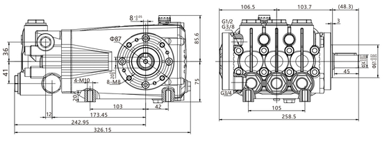 FLOWMONSTER DS series High Pressure Triplex Plunger Pump 12-72LPM 100-500Bar/1450-5075Psi