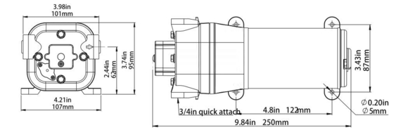 FLOWMASTER KDP-40B 24V DC Electric Diaphragm Pump 4.5GPM 2.8bar